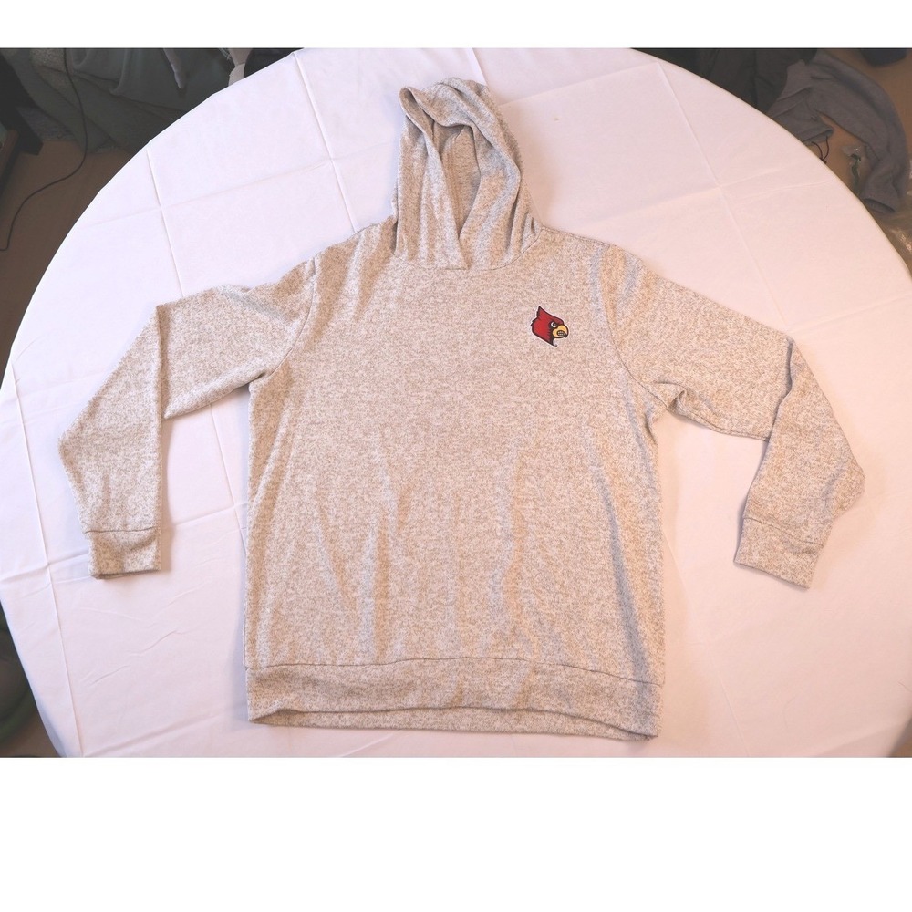 Louisville Cardinals NCAA Pullover Hoodie Heathered Gray Mens Large